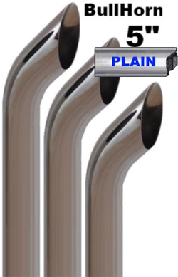 5 Inches Chrome Stacks Bull Horn Cut-Plain 60in 60531