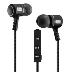 Bluetooth (R) Wireless Metal Earbuds with In-Line Mic  Black/Gra