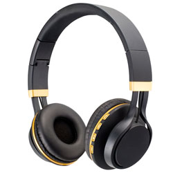 Deluxe Stereo Headphones w/Bluetooth & Mic Black/Gold BT300S