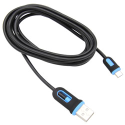 6 Foot Micro to USB Charge & Sync Cable  Black/Blue MBS06106