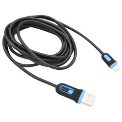 6 Ft Lightning to USB Charge & Sync Cable  Black/Blue MBS06206